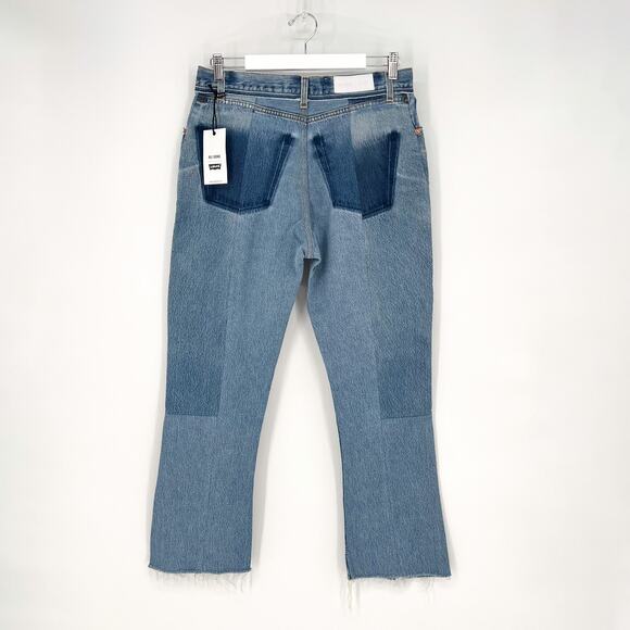 RE/DONE NWT Levi’s Patchwork Straight Crop Jeans Women’s Size 31 Reconstructed - Picture 5 of 5